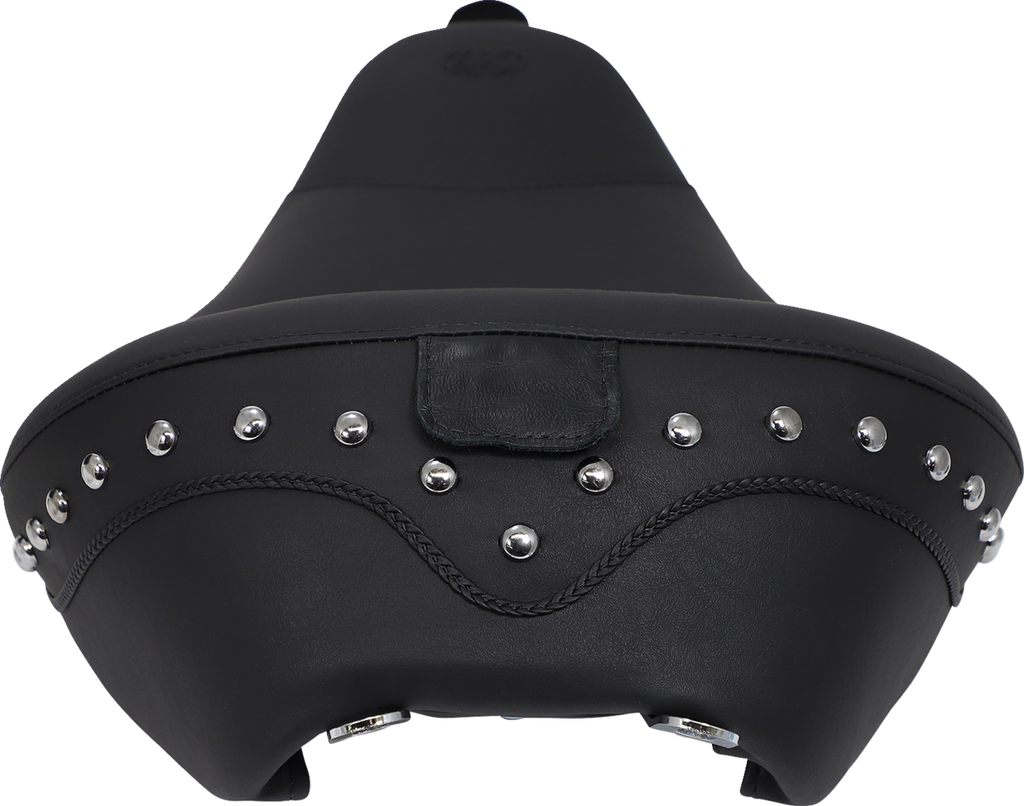 MUSTANG Wide Solo Seat - With Backrest - Black - Studded w/ Concho - FLH/FLT '08-'25 79602 — image 5