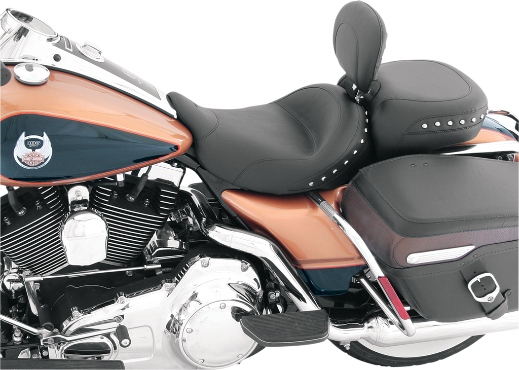 MUSTANG Wide Solo Seat - With Backrest - Black - Studded w/ Concho - FLH/FLT '08-'25 79602 — image 6