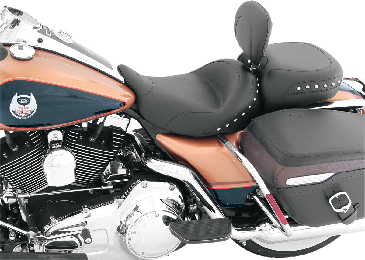 MUSTANG Wide Solo Seat - With Backrest - Black - Studded w/ Concho - FLH/FLT '08-'25 79602 — image 6