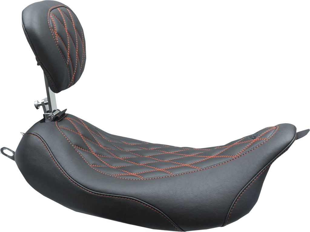 MUSTANG Wide Tripper™ Solo Seat - w/ Drivers Backrest - Black w/ Gun Metal Stitching - FL '08-'25 79727GM — image 3