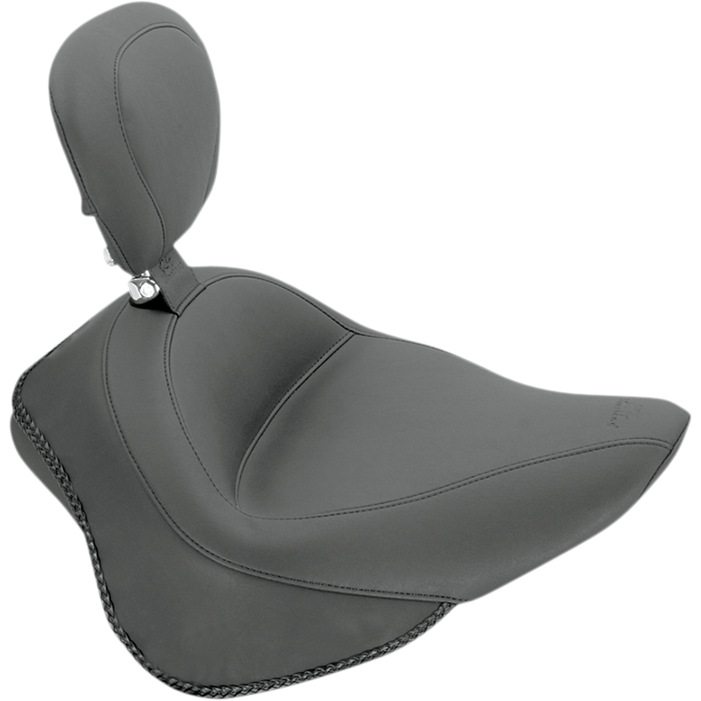 MUSTANG Wide Solo Seat - With Backrest - Vintage - Black - Smooth - FL/FX '11-'17 79742 — image 1