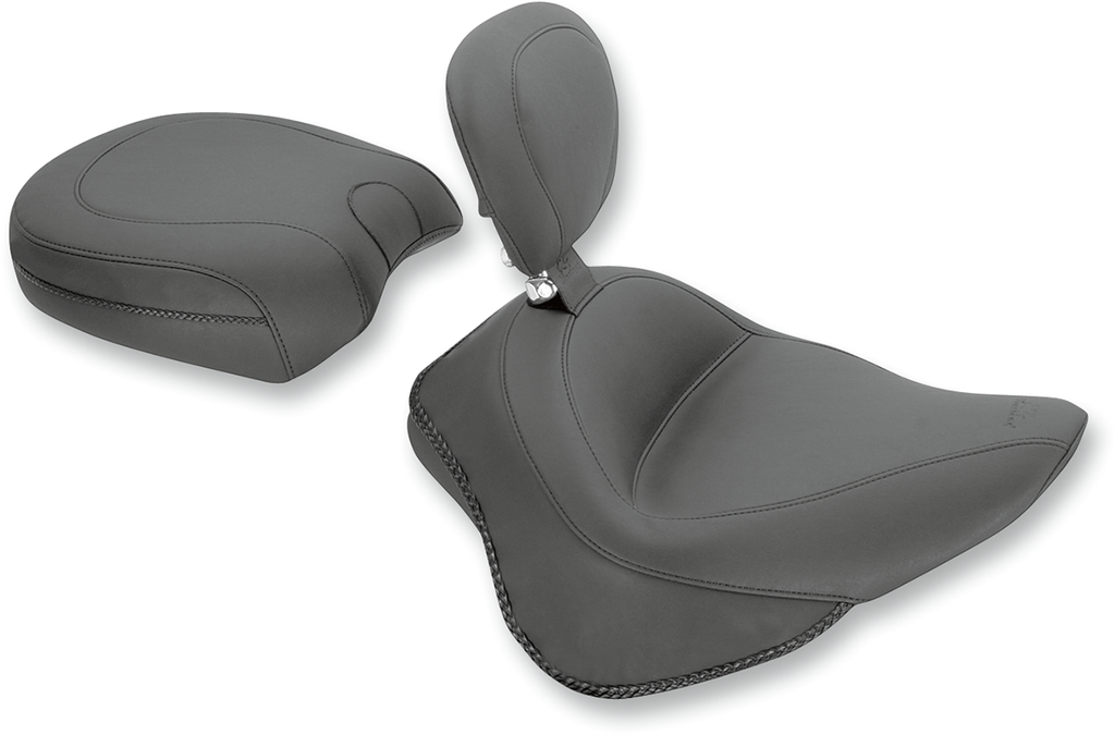 MUSTANG Wide Solo Seat - With Backrest - Vintage - Black - Smooth - FL/FX '11-'17 79742 — image 2