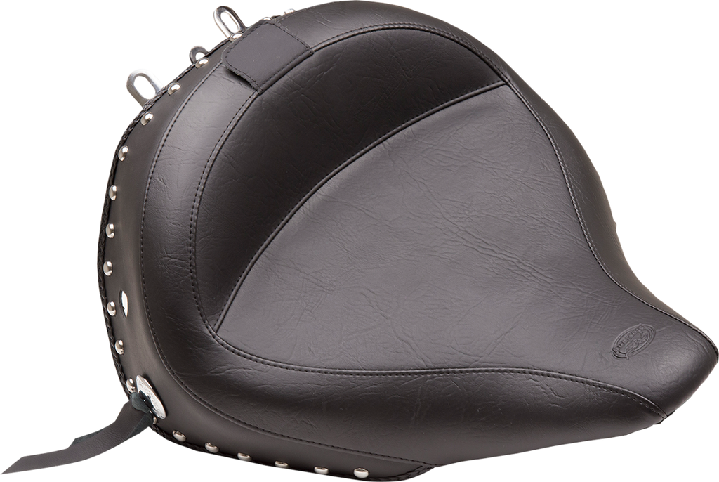 MUSTANG Wide Solo Seat - With Backrest - Black - Studded w/ Concho - FLSTN '05-'17 79913 — image 1