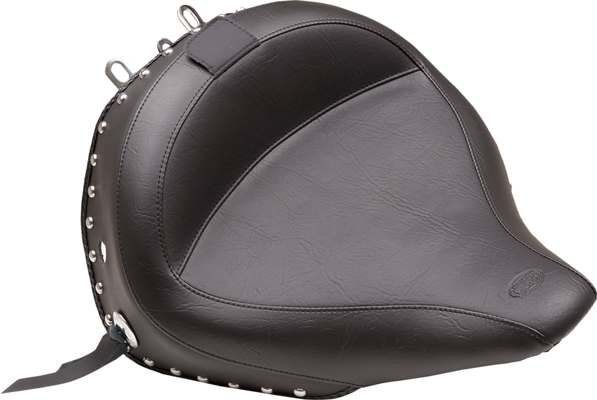 MUSTANG Wide Solo Seat - With Backrest - Black - Studded w/ Concho - FLSTN '05-'17 79913 — image 1