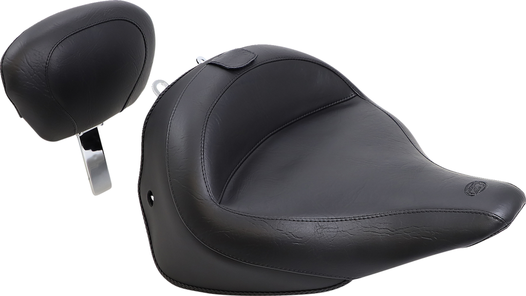 MUSTANG Wide Solo Seat - With Backrest - Vintage - Black - Smooth - FLSTN '05-'17 79914 — image 1