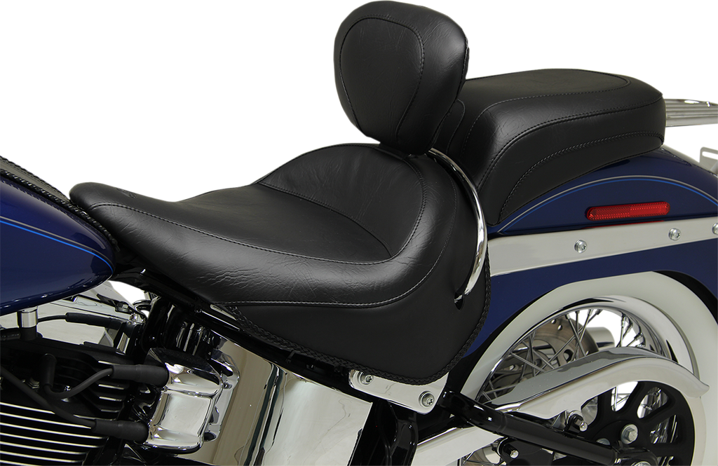 MUSTANG Wide Solo Seat - With Backrest - Vintage - Black - Smooth - FLSTN '05-'17 79914 — image 7