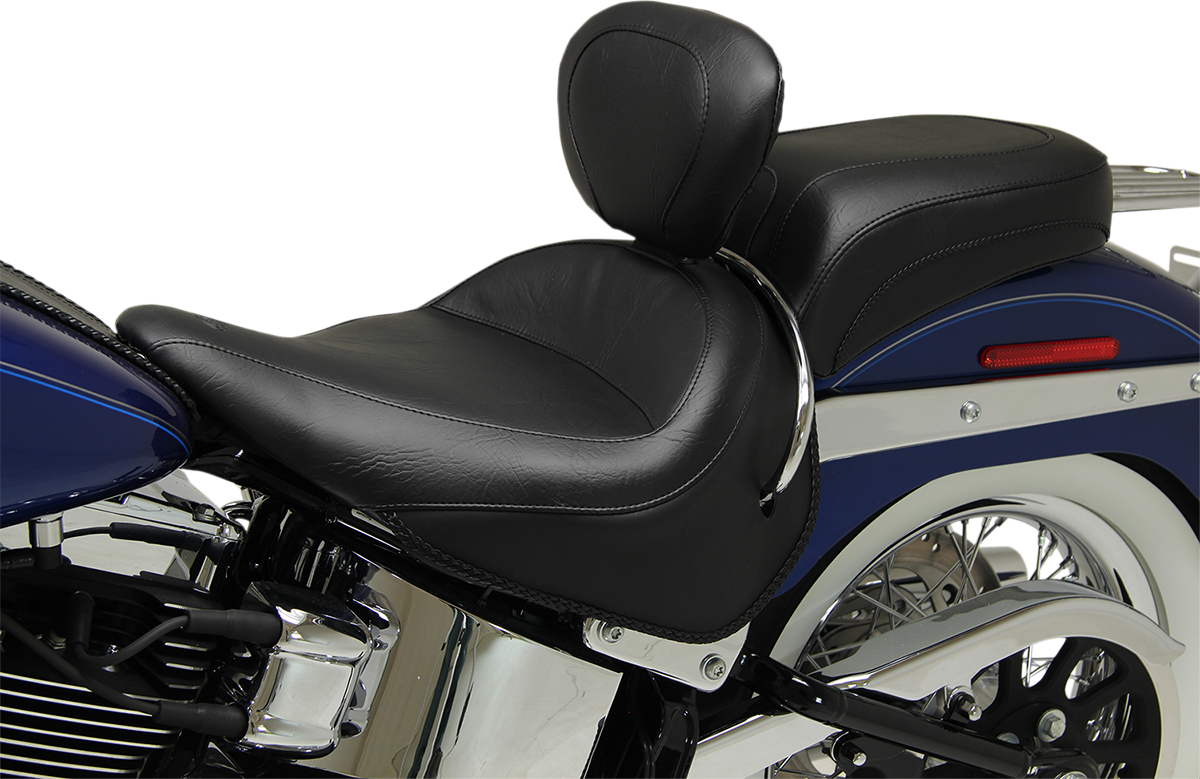 MUSTANG Wide Solo Seat - With Backrest - Vintage - Black - Smooth - FLSTN '05-'17 79914 — image 7