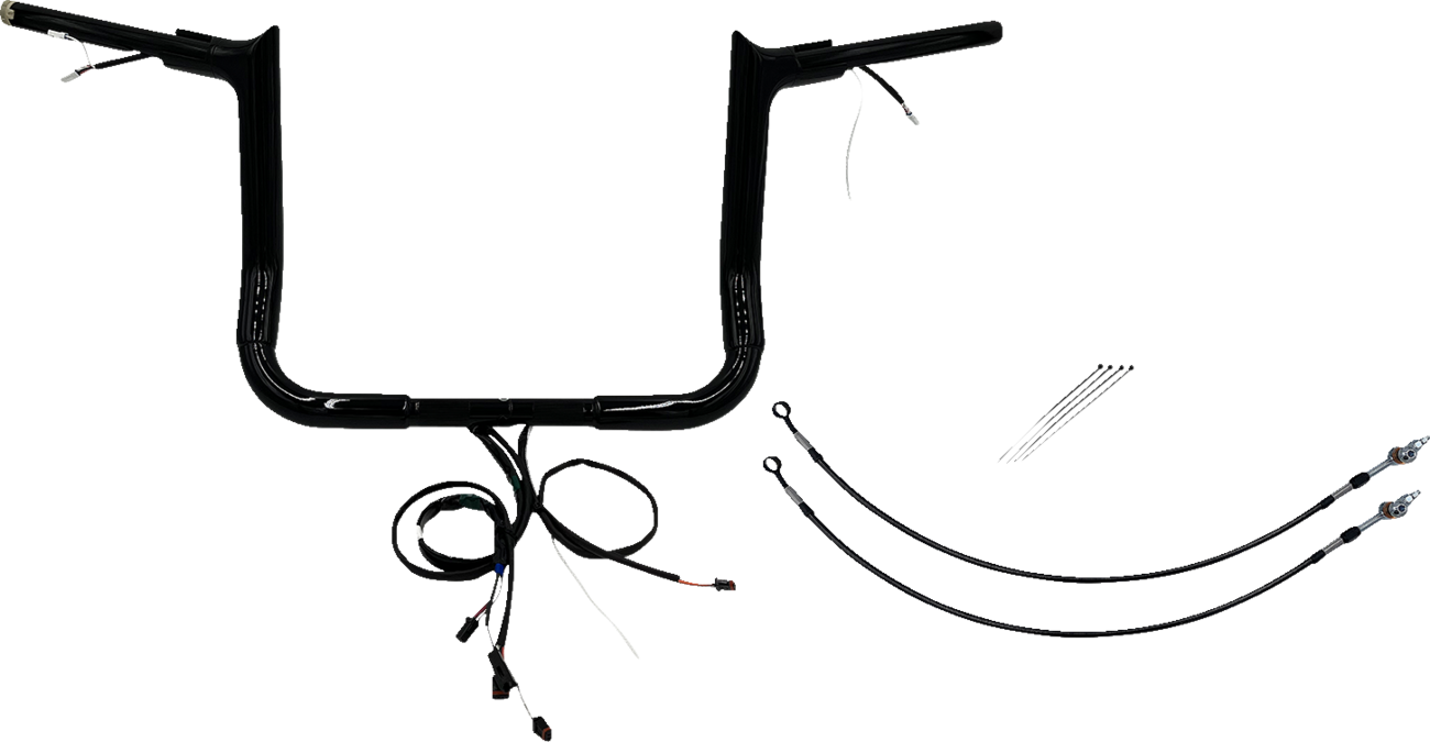 FAT BAGGERS INC. EZ Install Wired 1-1/2" Pointed Top Handlebar Kit - 12" - Black 801212-B — image 1