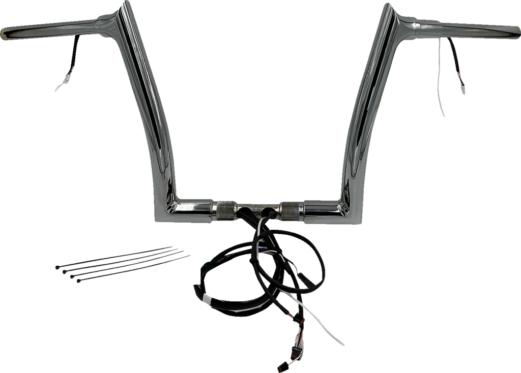 FAT BAGGERS INC. EZ Install Wired 1-1/2" Pointed Top Handlebar Kit - 12" - Chrome 801312 — image 1
