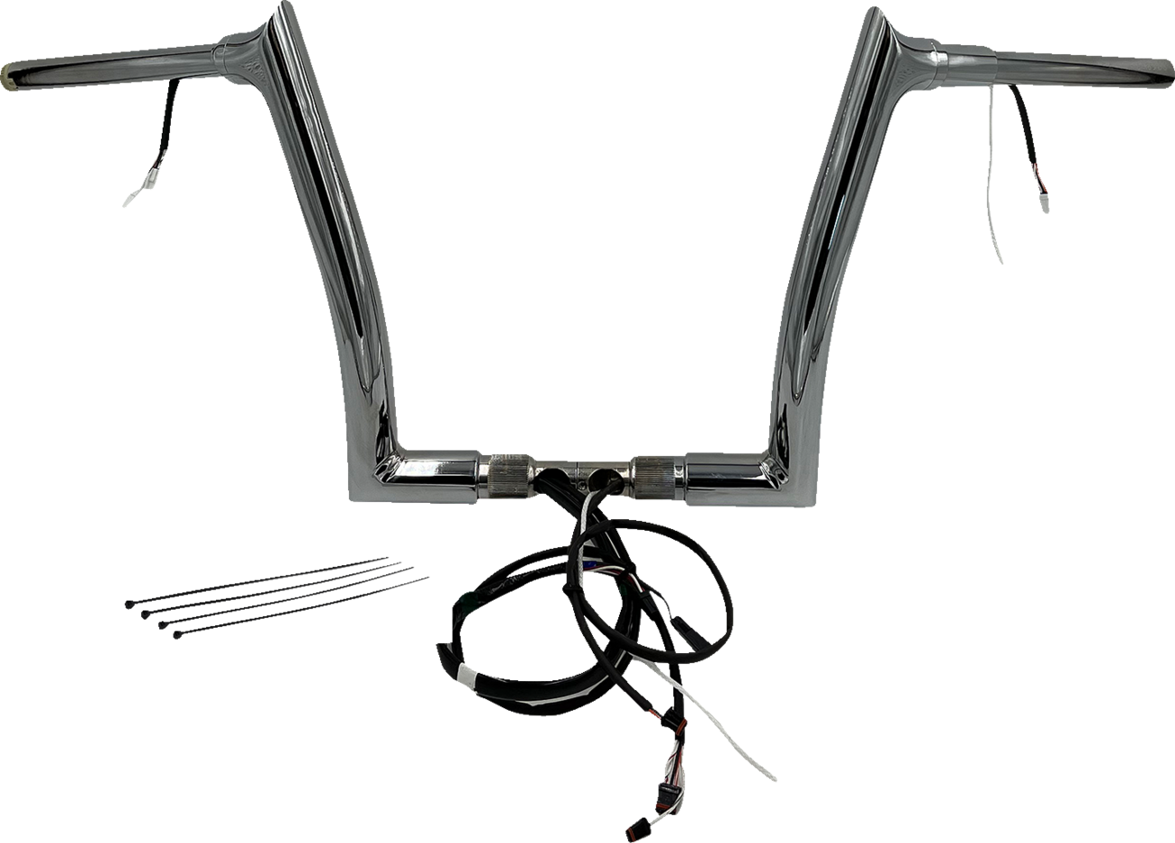 FAT BAGGERS INC. EZ Install Wired 1-1/2" Pointed Top Handlebar Kit - 12" - Chrome 801312 — image 1