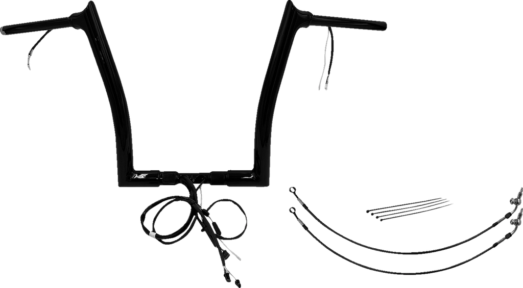 FAT BAGGERS INC. EZ Install Wired 1-1/2" Pointed Top Handlebar Kit - 14" - Black 801314-B — image 1