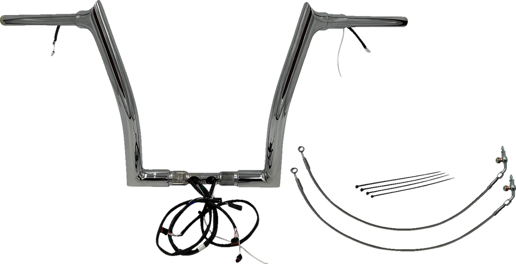 FAT BAGGERS INC. EZ Install Wired 1-1/2" Pointed Top Handlebar Kit - 14" - Chrome 801314 — image 1