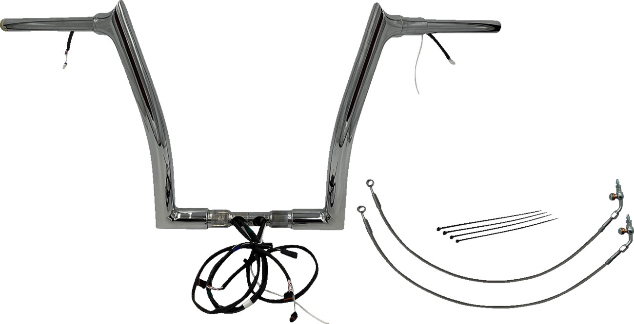 FAT BAGGERS INC. EZ Install Wired 1-1/2" Pointed Top Handlebar Kit - 14" - Chrome 801314 — image 1