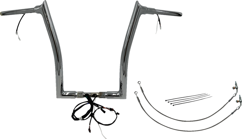 FAT BAGGERS INC. EZ Install Wired 1-1/2" Pointed Top Handlebar Kit - 16" - Chrome 801316 — image 1