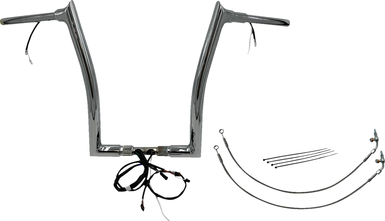 FAT BAGGERS INC. EZ Install Wired 1-1/2" Pointed Top Handlebar Kit - 16" - Chrome 801316 — image 1