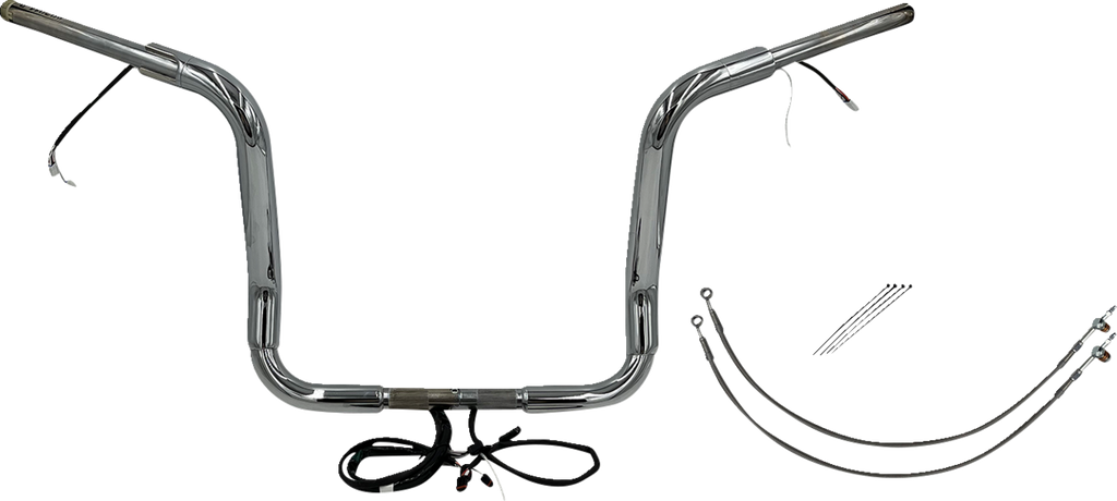 FAT BAGGERS INC. EZ Install Wired 1-1/2" Round Top Handlebar Kit - 14" - Chrome 801514 — image 1