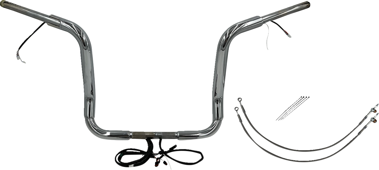 FAT BAGGERS INC. EZ Install Wired 1-1/2" Round Top Handlebar Kit - 14" - Chrome 801514 — image 1