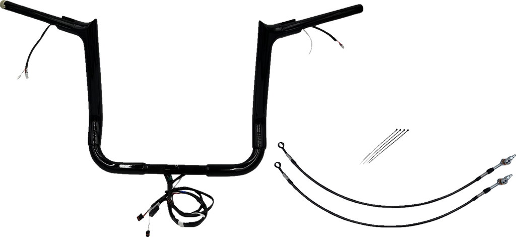 FAT BAGGERS INC. EZ Install Wired 1-1/2" Pointed Top Handlebar Kit - 14" - Black 802214-B — image 1