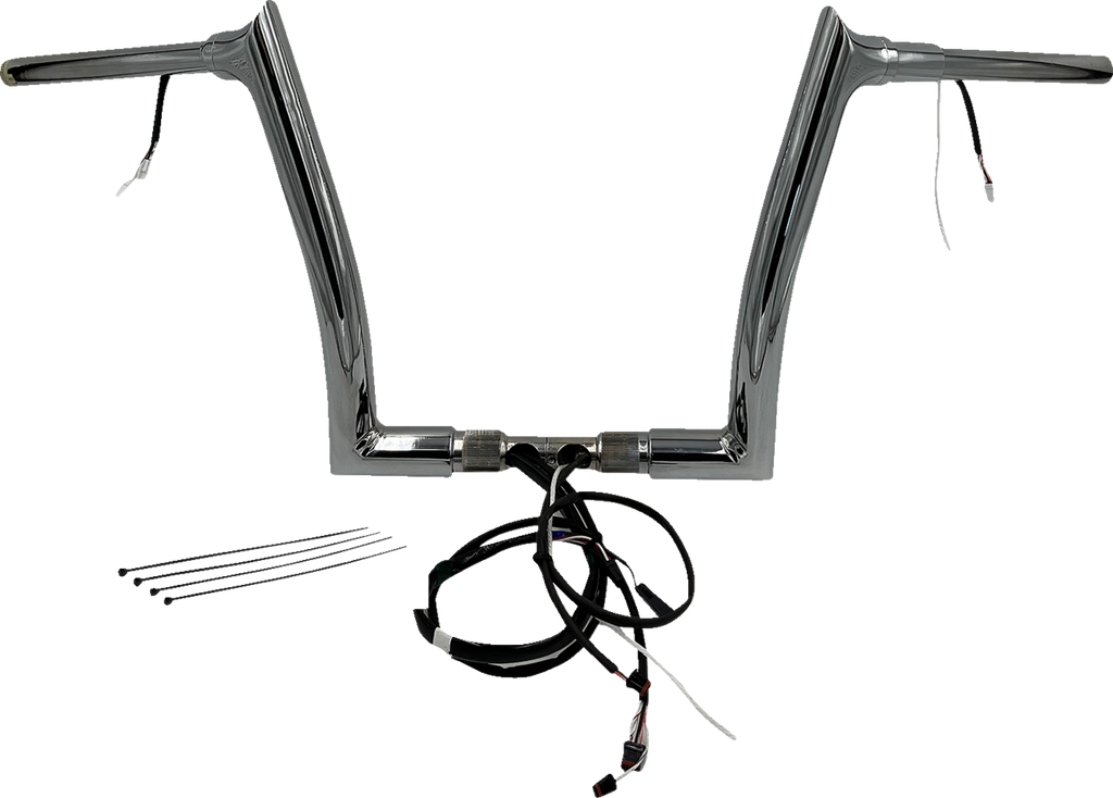 FAT BAGGERS INC. EZ Install Wired 1-1/2" Pointed Top Handlebar Kit - 12" - Chrome 802312 — image 1
