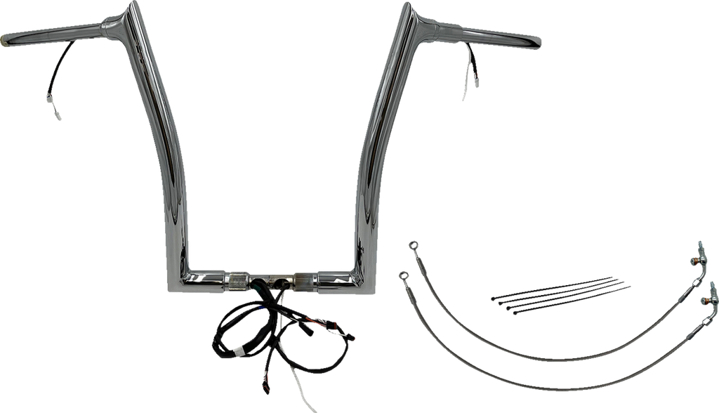 FAT BAGGERS INC. EZ Install Wired 1-1/2" Pointed Top Handlebar Kit - 16" - Chrome 802316 — image 1