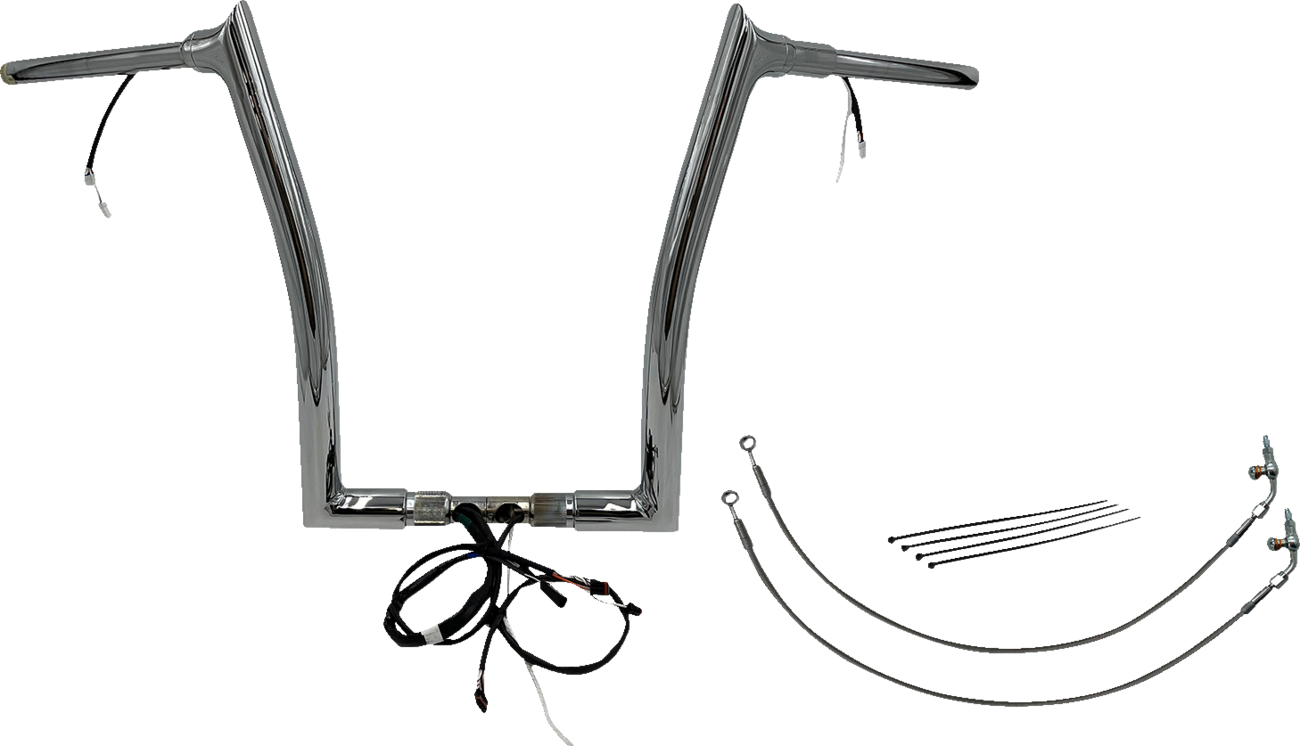 FAT BAGGERS INC. EZ Install Wired 1-1/2" Pointed Top Handlebar Kit - 16" - Chrome 802316 — image 1