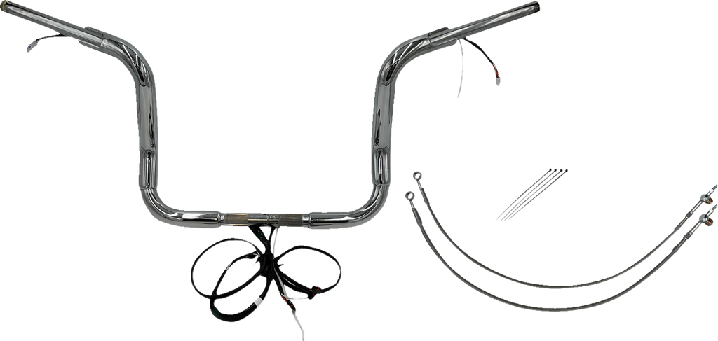 FAT BAGGERS INC. EZ Install Wired 1-1/2" Round Top Handlebar Kit - 12" - Chrome 802512 — image 1