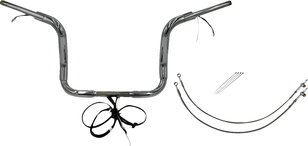 FAT BAGGERS INC. EZ Install Wired 1-1/2" Round Top Handlebar Kit - 12" - Chrome 802512 — image 1