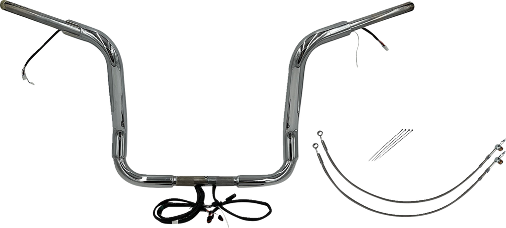 FAT BAGGERS INC. EZ Install Wired 1-1/2" Round Top Handlebar Kit - 14" - Chrome 802514 — image 1