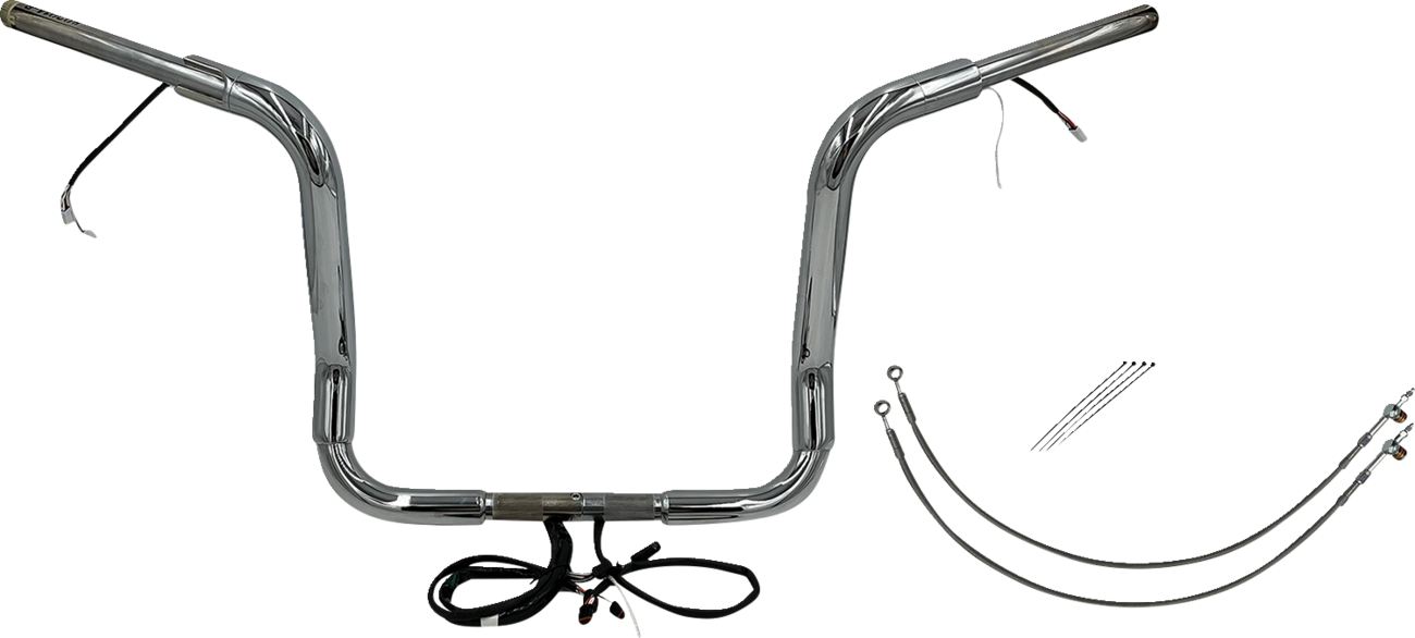 FAT BAGGERS INC. EZ Install Wired 1-1/2" Round Top Handlebar Kit - 14" - Chrome 802514 — image 1