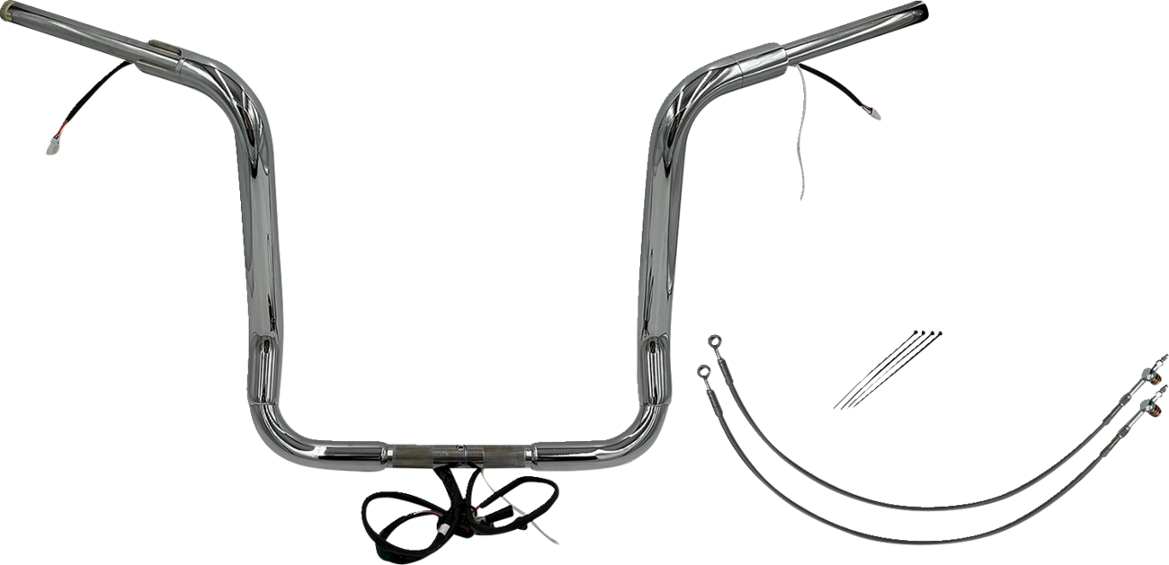 FAT BAGGERS INC. EZ Install Wired 1-1/2" Round Top Handlebar Kit - 16" - Chrome 802516 — image 1