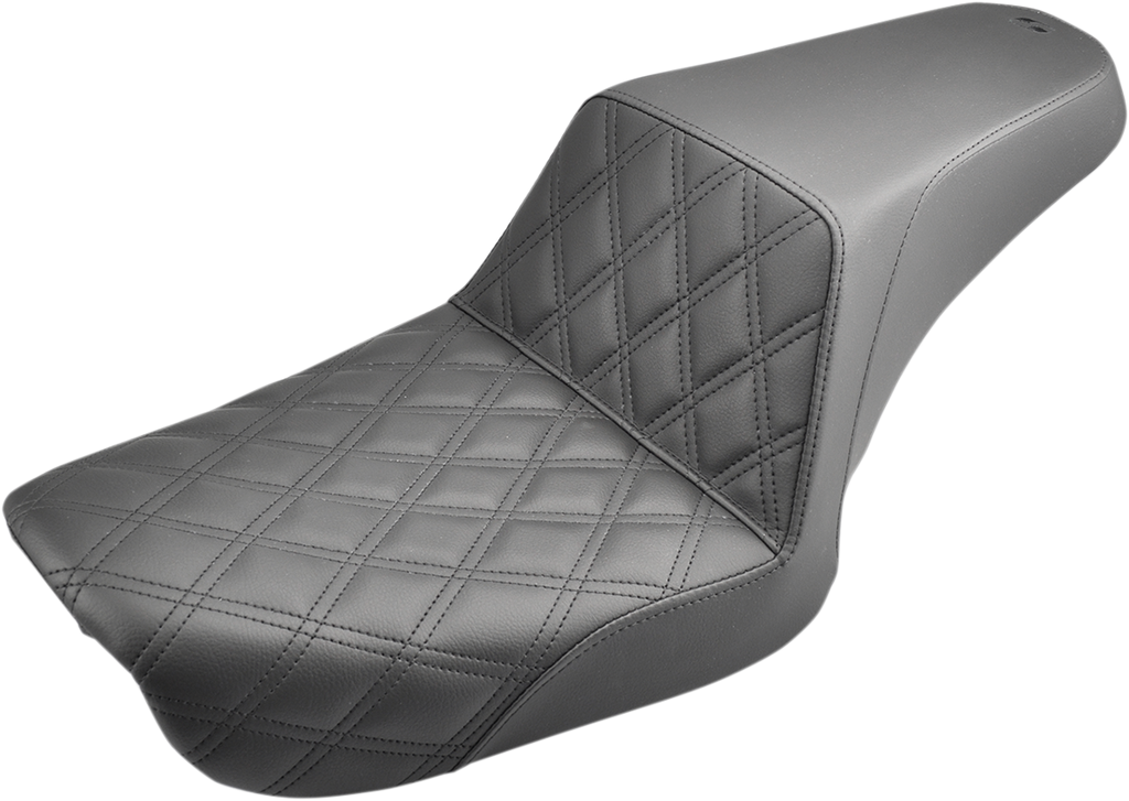 SADDLEMEN Step-Up Seat - Front Lattice Stitch - Black - Dyna 804-04-172 — image 1