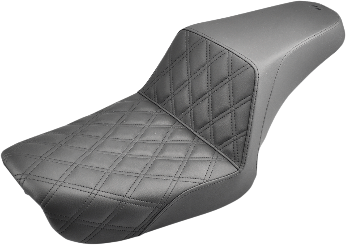 SADDLEMEN Step-Up Seat - Front Lattice Stitch - Black - Dyna 804-04-172 — image 1