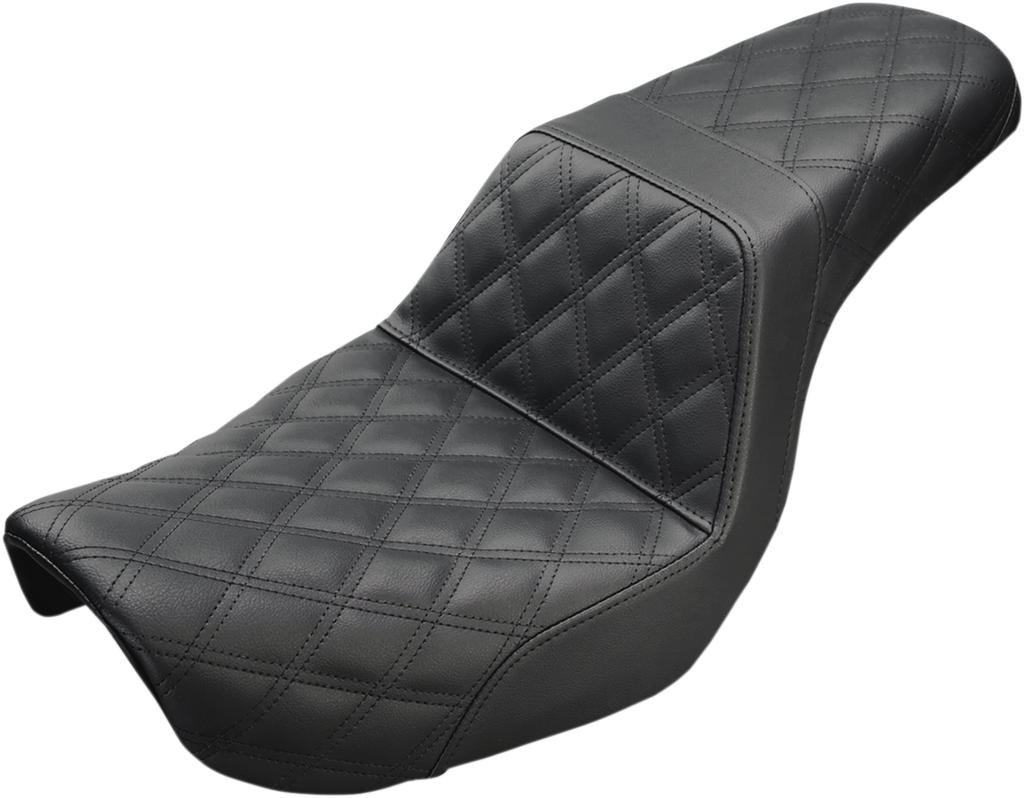 SADDLEMEN Step-Up Seat - Full Lattice Stitch - Black - Dyna 804-04-175 — image 1