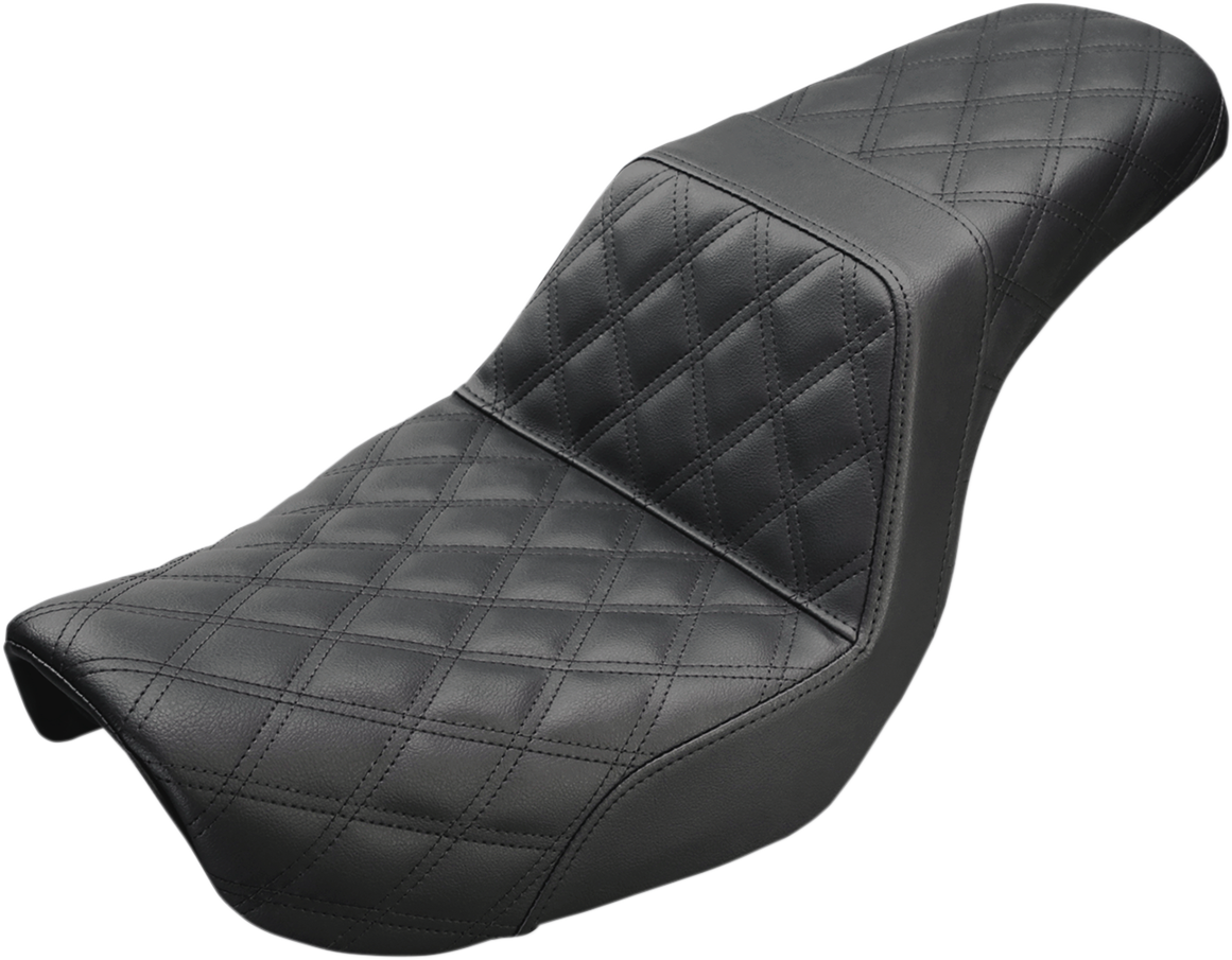SADDLEMEN Step-Up Seat - Full Lattice Stitch - Black - Dyna 804-04-175 — image 1