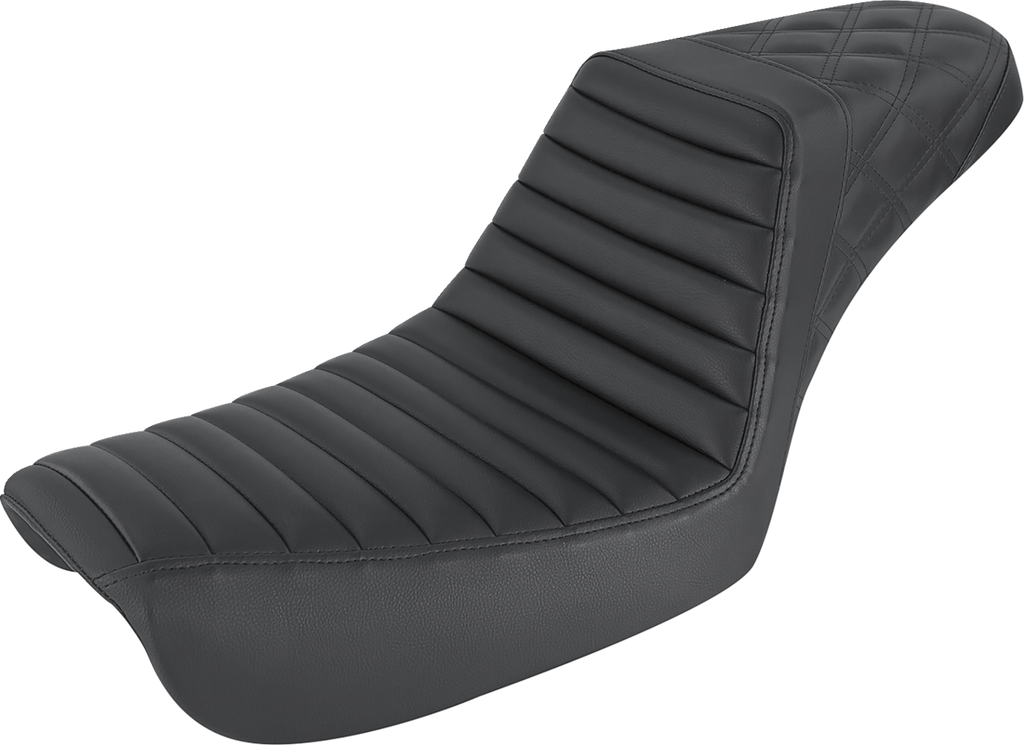 SADDLEMEN Step-Up Seat - Front Tuck-n-Roll/Rear Lattice Stitch - Black - FXD 804-04-176 — image 1
