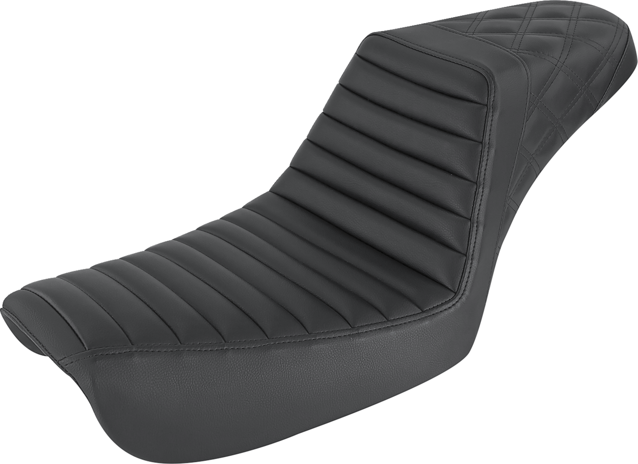 SADDLEMEN Step-Up Seat - Front Tuck-n-Roll/Rear Lattice Stitch - Black - FXD 804-04-176 — image 1