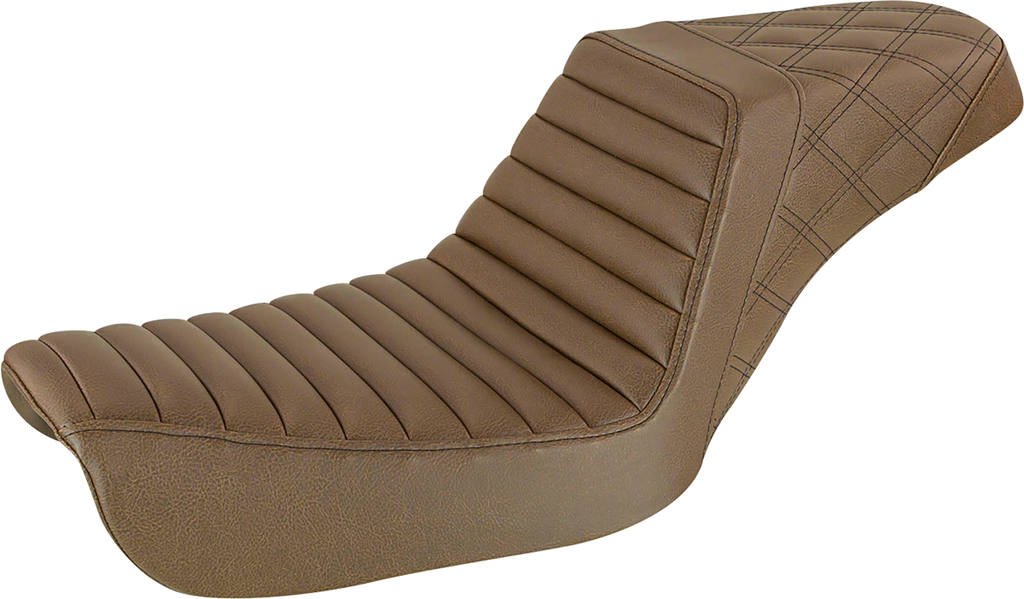 SADDLEMEN Step-Up Seat - Front Tuck-n-Roll/Rear Lattice Stitch - Brown - FXD 804-04-176BR — image 2