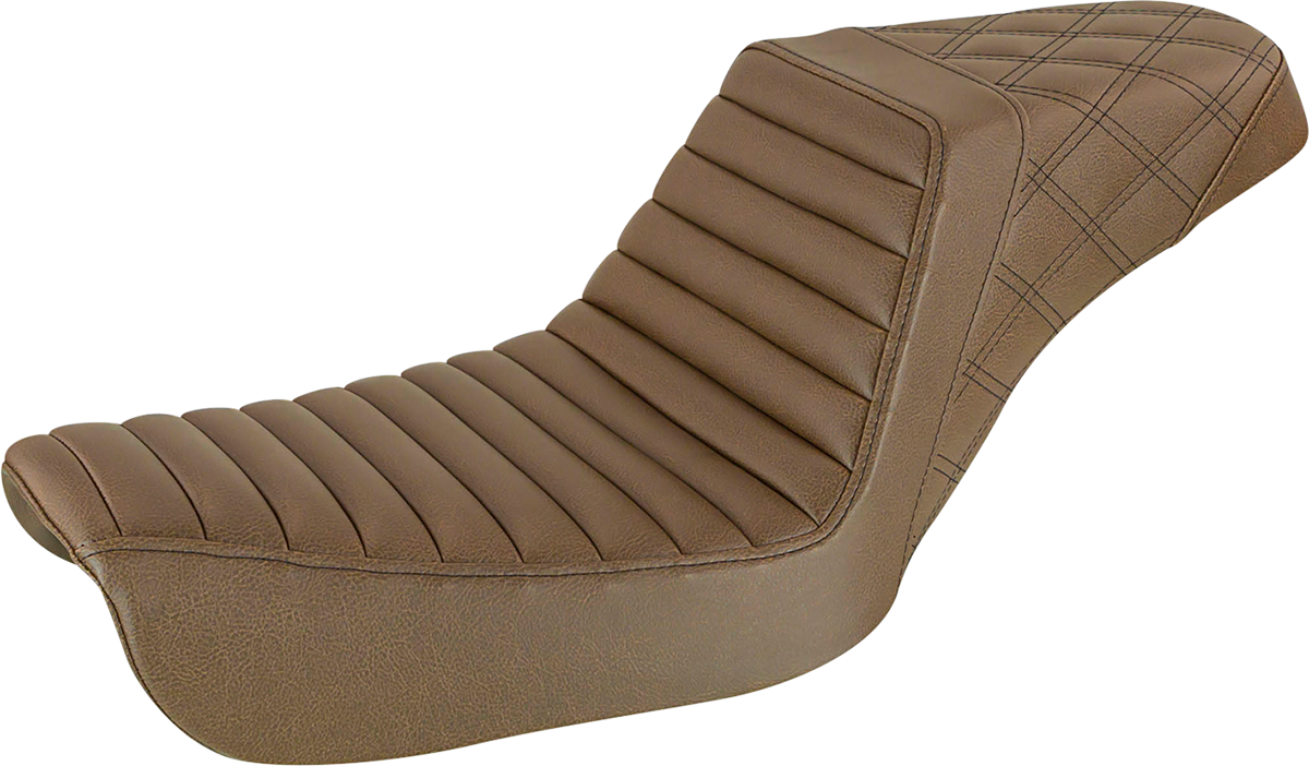 SADDLEMEN Step-Up Seat - Front Tuck-n-Roll/Rear Lattice Stitch - Brown - FXD 804-04-176BR — image 2