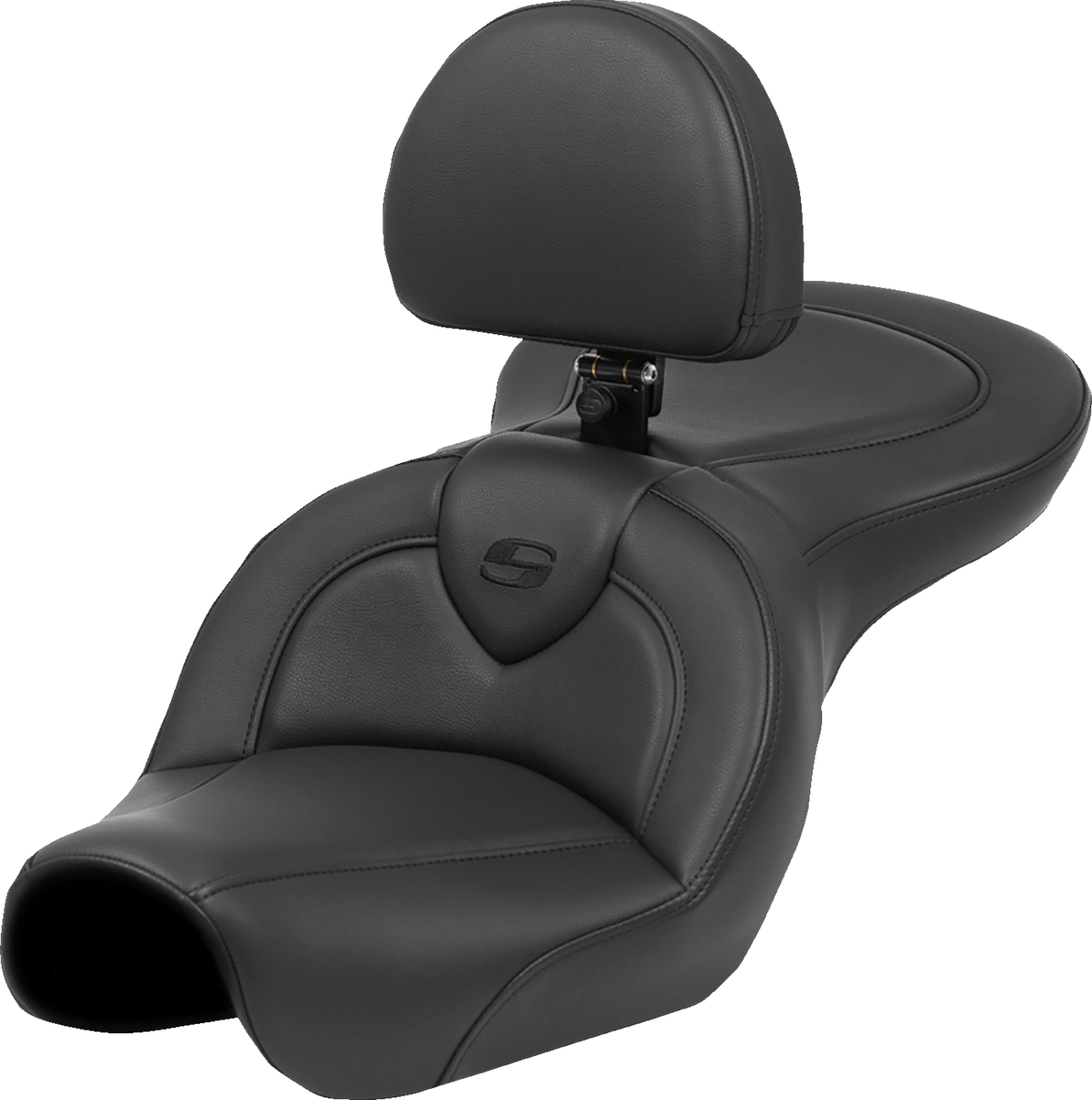 SADDLEMEN Roadsofa™ Seat - Black Stitch - with Backrest - FXD '04-'05 804-04-187BR — image 1