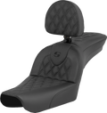 SADDLEMEN RoadSofa™ Seat - Lattice Stitch - with Driver Backrest - FXDWG '04-'05 804-05-182BR — image 1