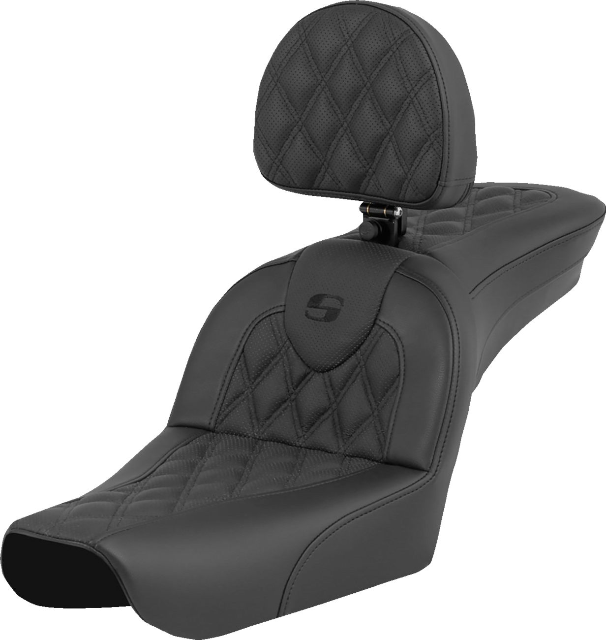 SADDLEMEN RoadSofa™ Seat - Lattice Stitch - with Driver Backrest - FXDWG '04-'05 804-05-182BR — image 1