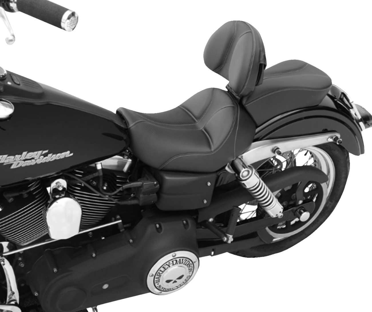 SADDLEMEN Dominator Solo Seat - w/o Backrest - Black w/ Gray Stitching - FL/FX '06-'17 806-04-0042 — image 3