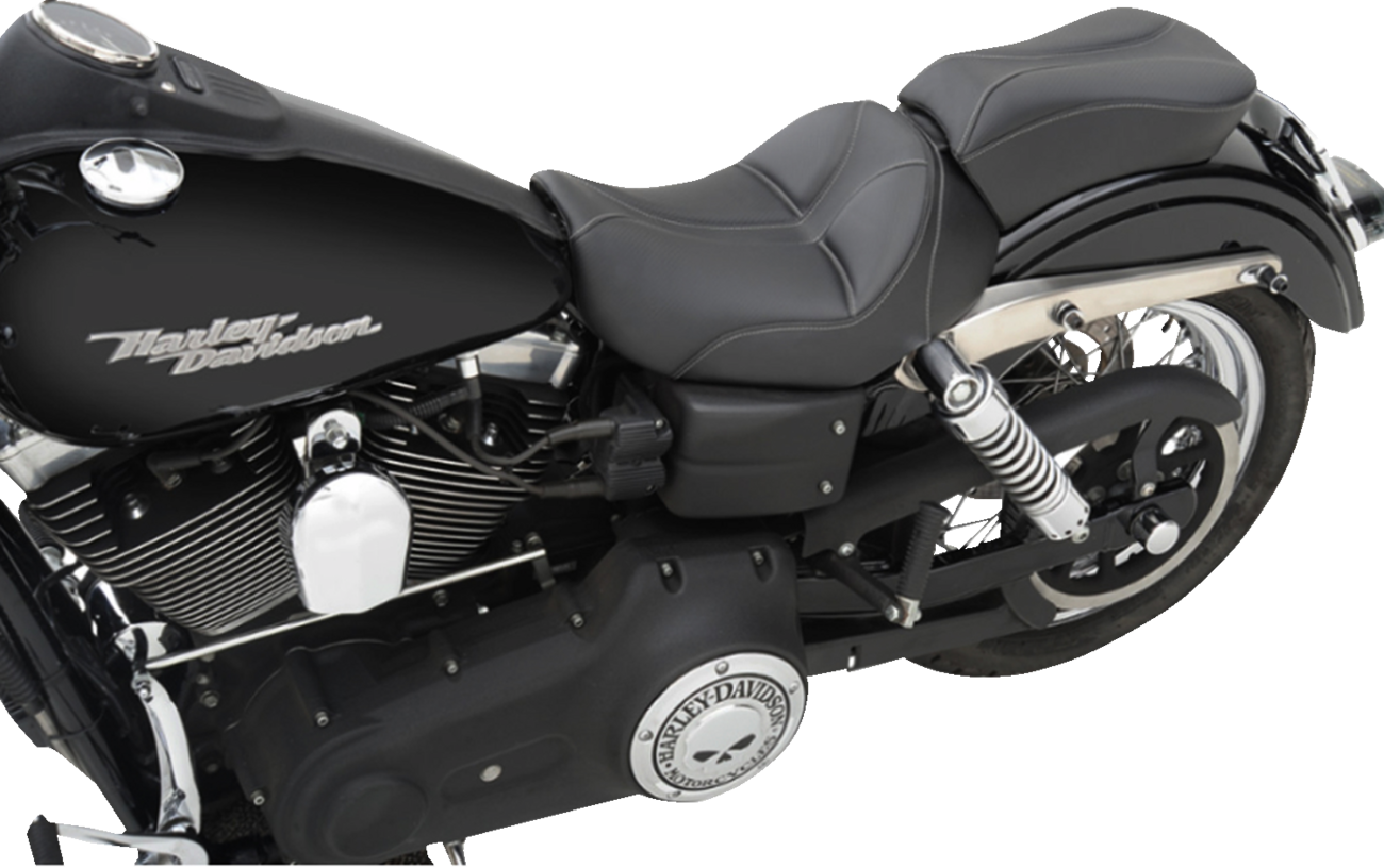 SADDLEMEN Dominator Solo Seat - w/o Backrest - Black w/ Gray Stitching - FL/FX '06-'17 806-04-0042 — image 4