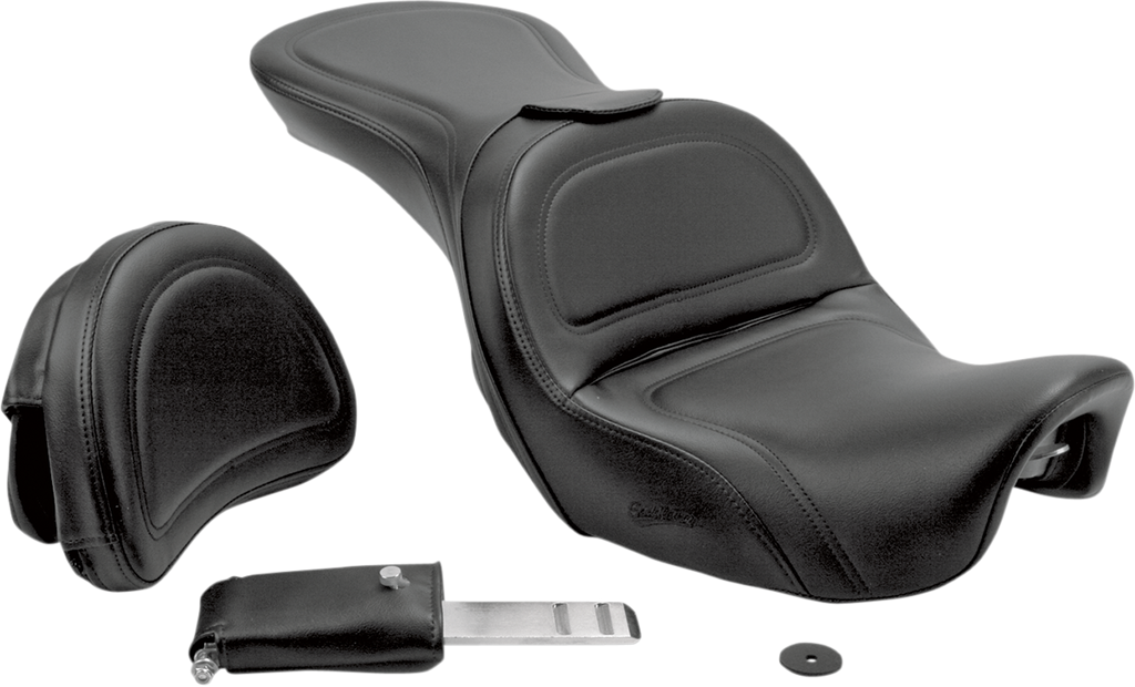 SADDLEMEN Seat - Explorer™ - With Backrest - Stitched - Black - FLD/FXD '06-'17 806-04-0301 — image 2