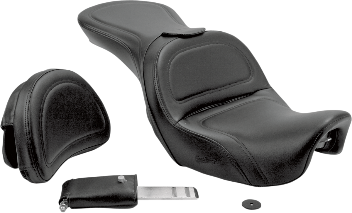 SADDLEMEN Seat - Explorer™ - With Backrest - Stitched - Black - FLD/FXD '06-'17 806-04-0301 — image 2