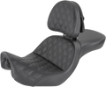 SADDLEMEN Explorer Seat - With Backrest - Lattice Stitched - Black - FXD 806-04-030LS — image 1