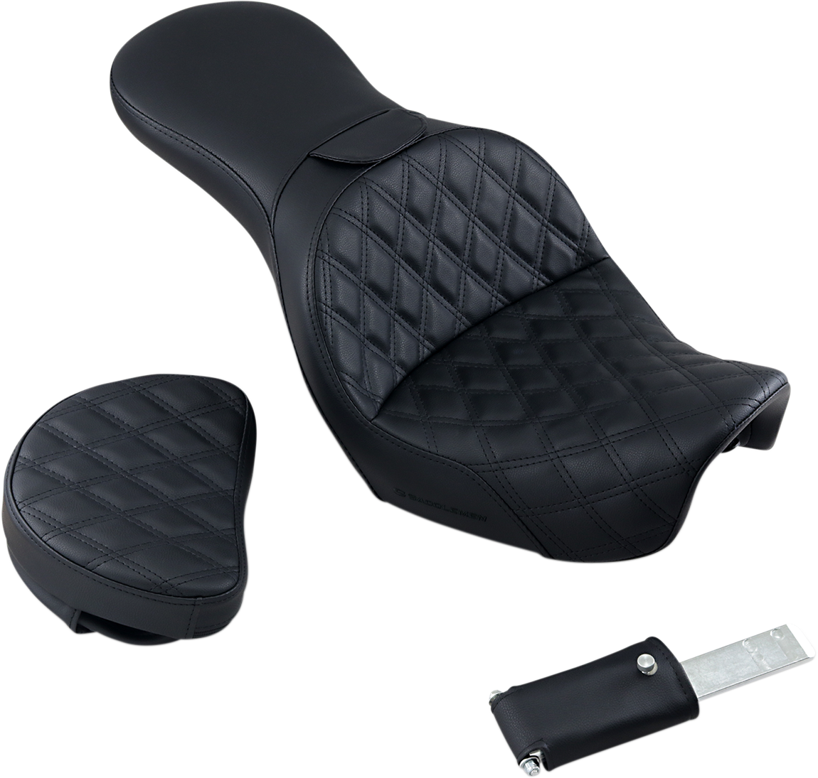 SADDLEMEN Explorer Seat - With Backrest - Lattice Stitched - Black - FXD 806-04-030LS — image 3