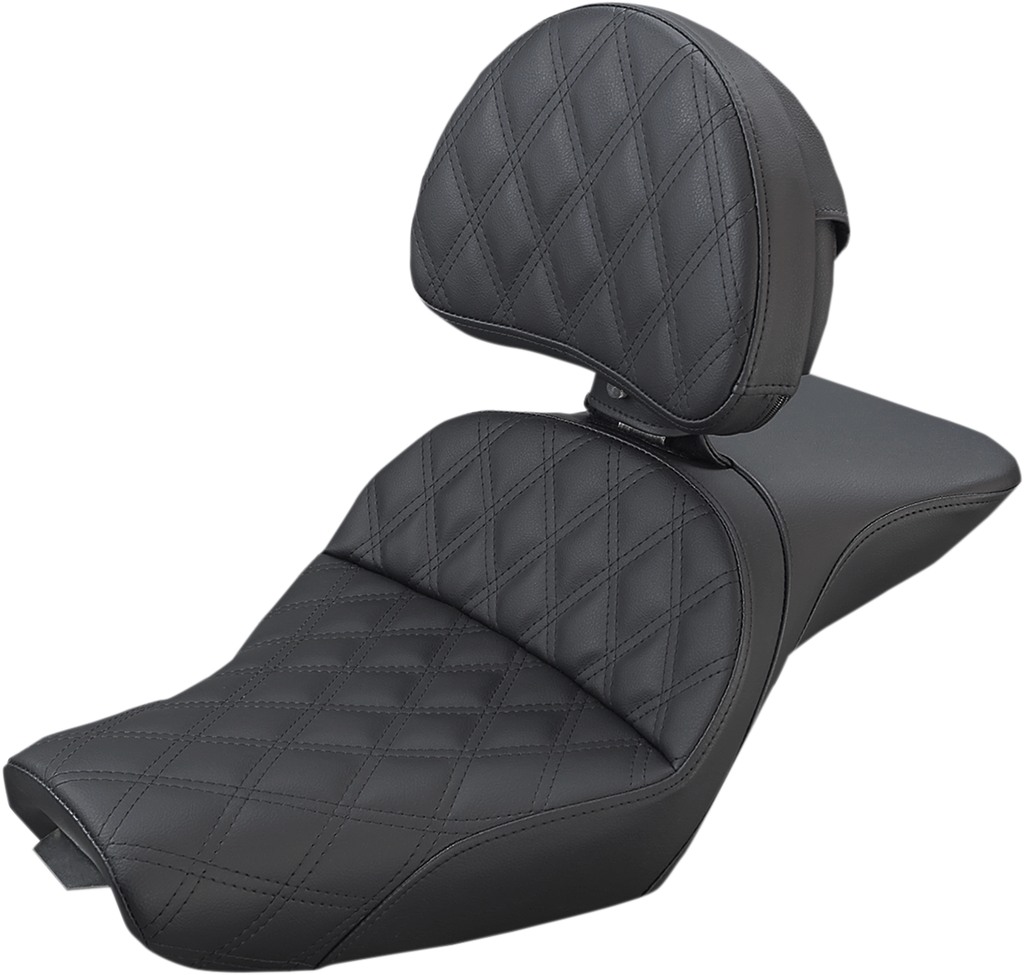 SADDLEMEN Explorer Seat - With Backrest - Lattice Stitched - Black - FXD 806-04-030LS — image 5