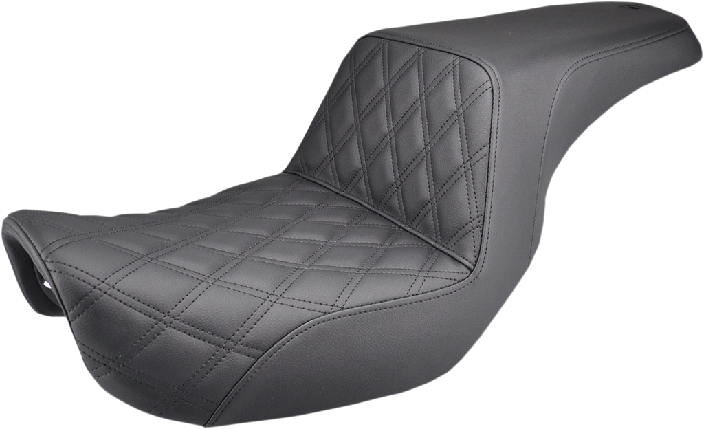 SADDLEMEN Step-Up Seat - Front Lattice Stitch - Black - Dyna 806-04-172 — image 1