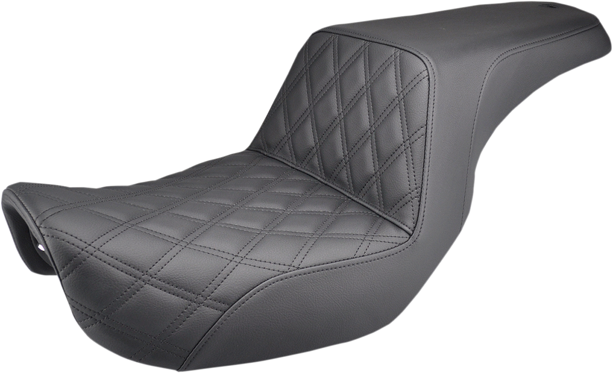 SADDLEMEN Step-Up Seat - Front Lattice Stitch - Black - Dyna 806-04-172 — image 1